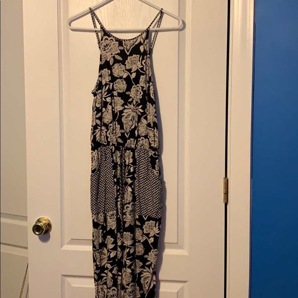 AE black and white floral jumpsuit